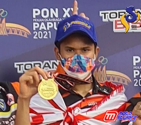 Muhammad Delvintor Alfarizi meraih emas untuk DKI Jakarta Cabor Motocross 250CC.