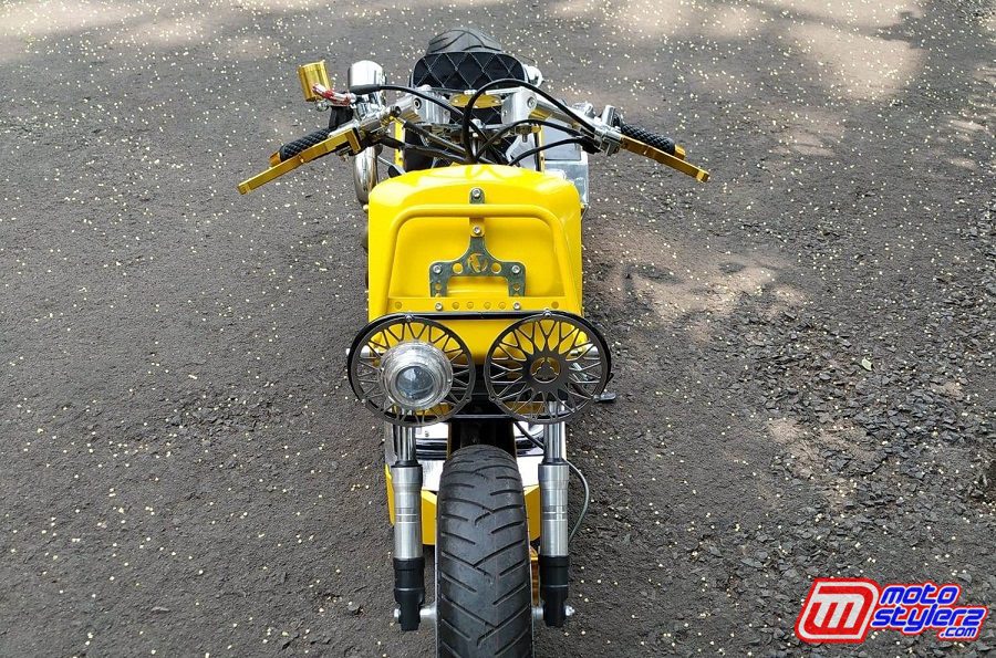 Custom Bodiwork-Elegant Bareng Painting Yellow Sunset, Headlamp & Stangnya Custom Laser Cut