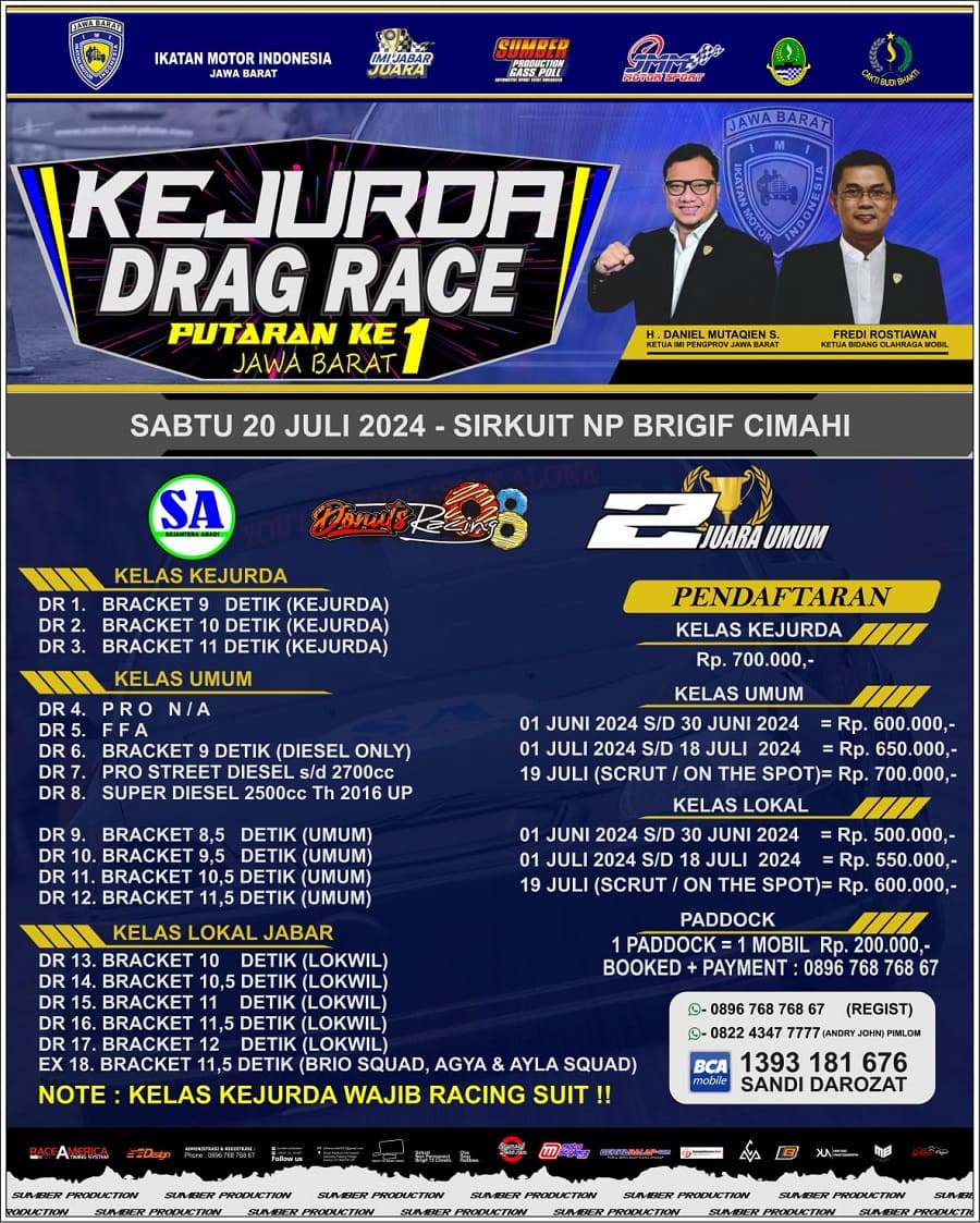 Kejurda Drag Race Putaran 1 Jabar Dihelat 20 Juli 2024 di Cimahi Sobz