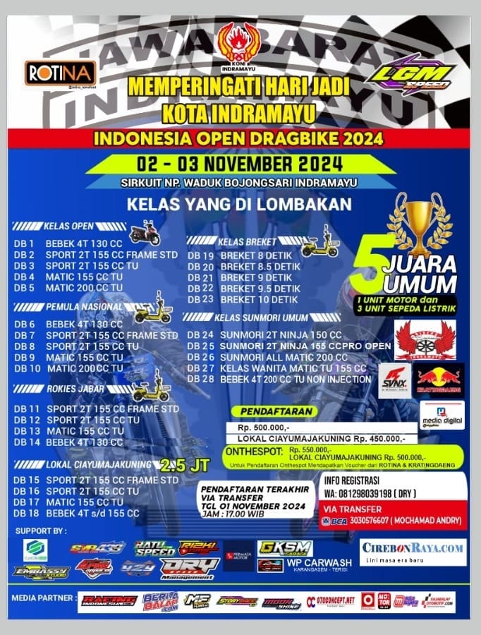 Indonesia Open Drag Bike Siap Mengguncang Indramayu, (2-3 Nov 2024)

