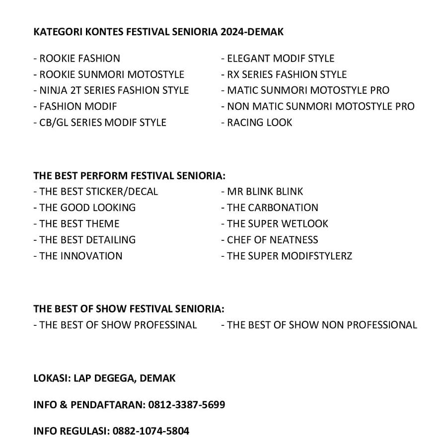 Festival Otomotif SENIORIA Bareng Kontes Truk & Motor Sambangi Kota Demak
