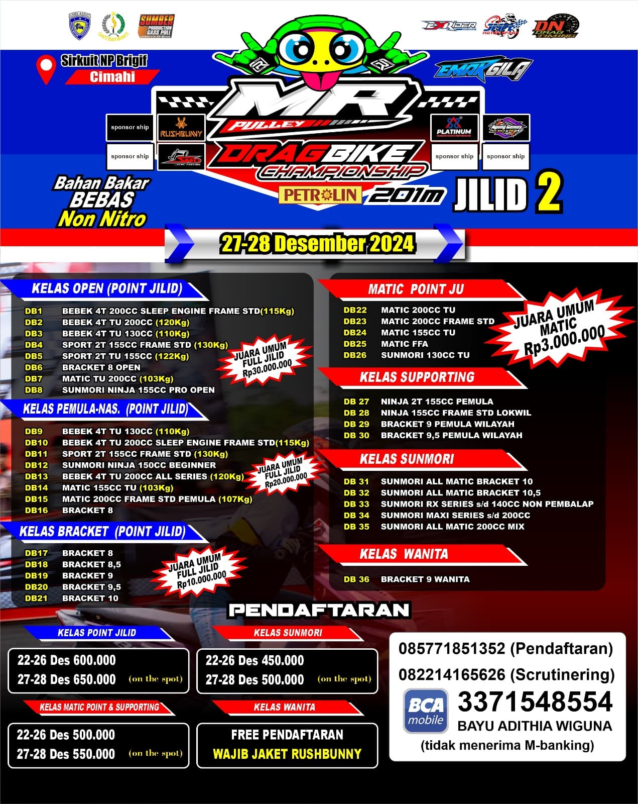 Gaspoll, MR Pulley Drag Bike Championship Jilid 2 Dihelat 27-28 Des 2024 di Cimahi Sobz