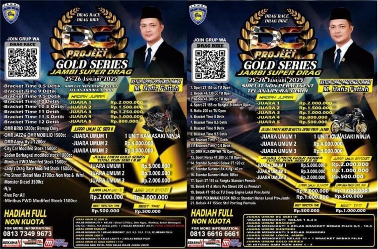 DC Project Gold Series Jambi Super Drag Digelar 25-26 Januari 2025