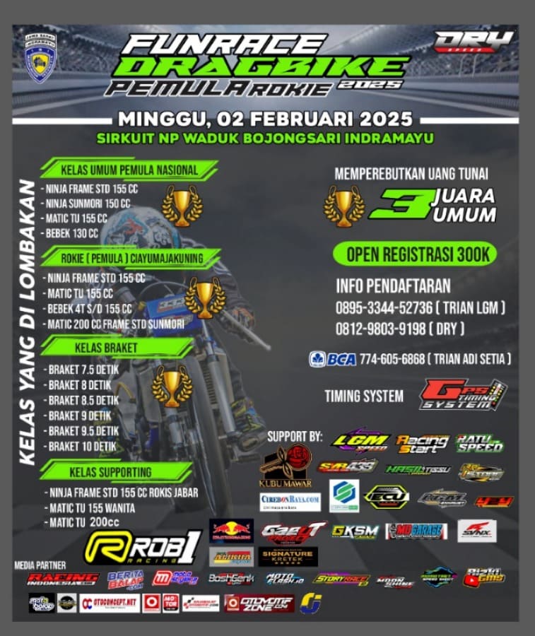 Andry Dry & LGM Speed Bakal Kemas Fun Race Drag Bike Pemula Rookie (Indramayu) 2 Feb 2025