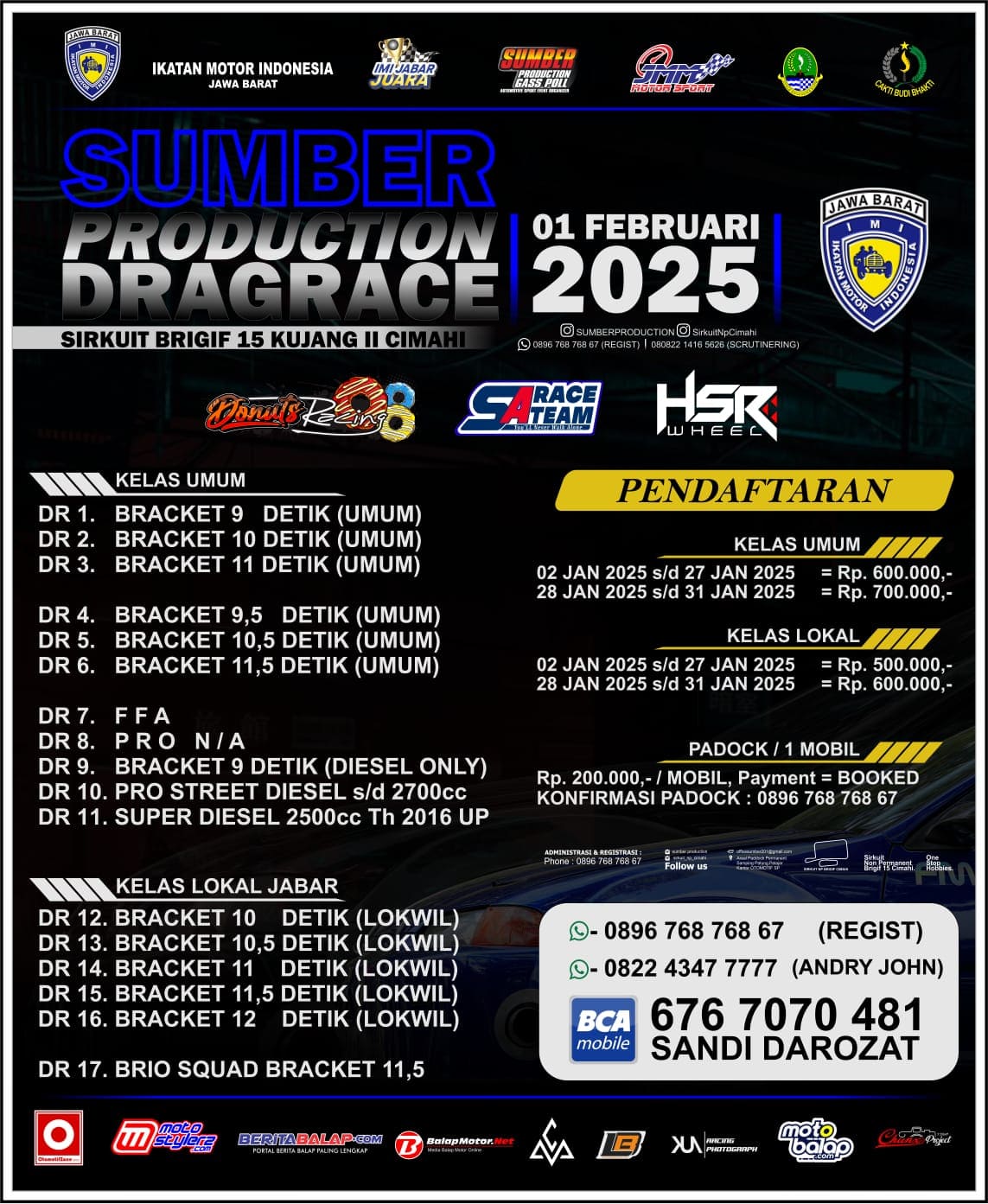 Sabtu Ini (1 Februari 2025) Sumber Production Gelar Drag Race (Cimahi)