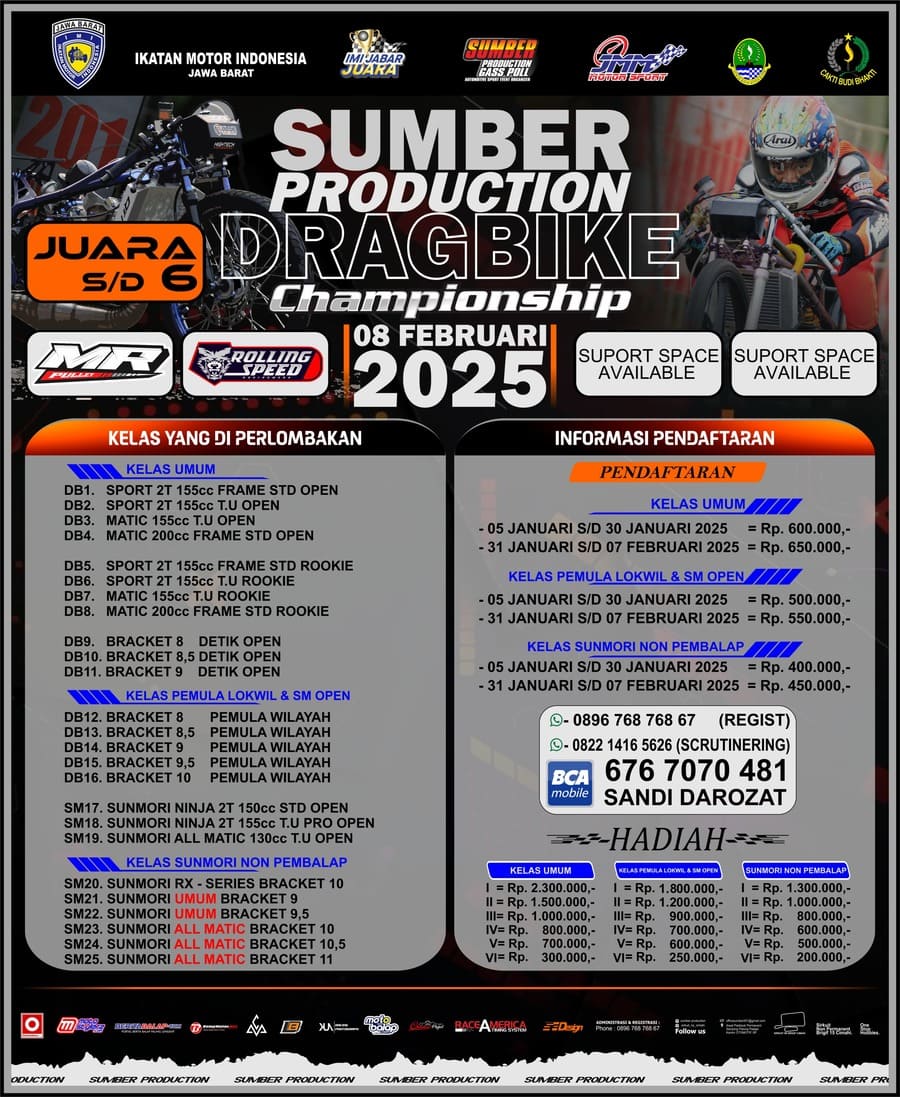 Sumber Production Drag Bike Championship (Cimahi) Hadirkan 6 Podium Setiap Kelasnya